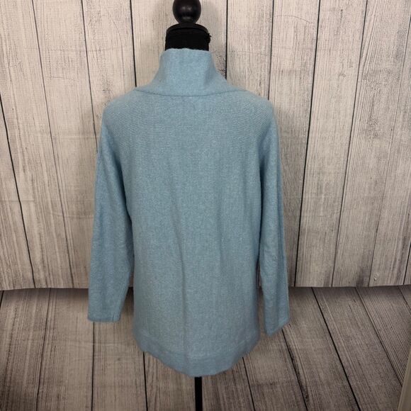 Laurie Felt LA Women's Medium Pale Blue Soft Knit Cozy Wrap Front Sweater - Picture 4 of 7